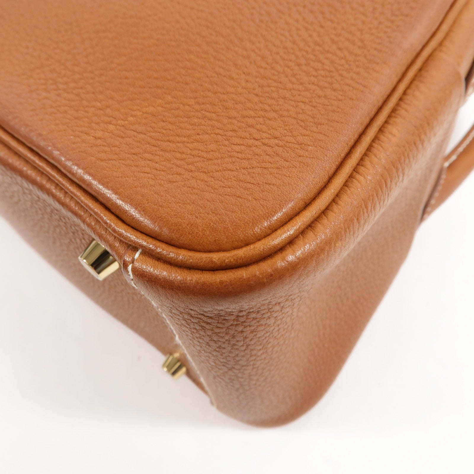 HERMES Barenia皮革Mini Lindy金扣手挽肩背兩用袋Fauve