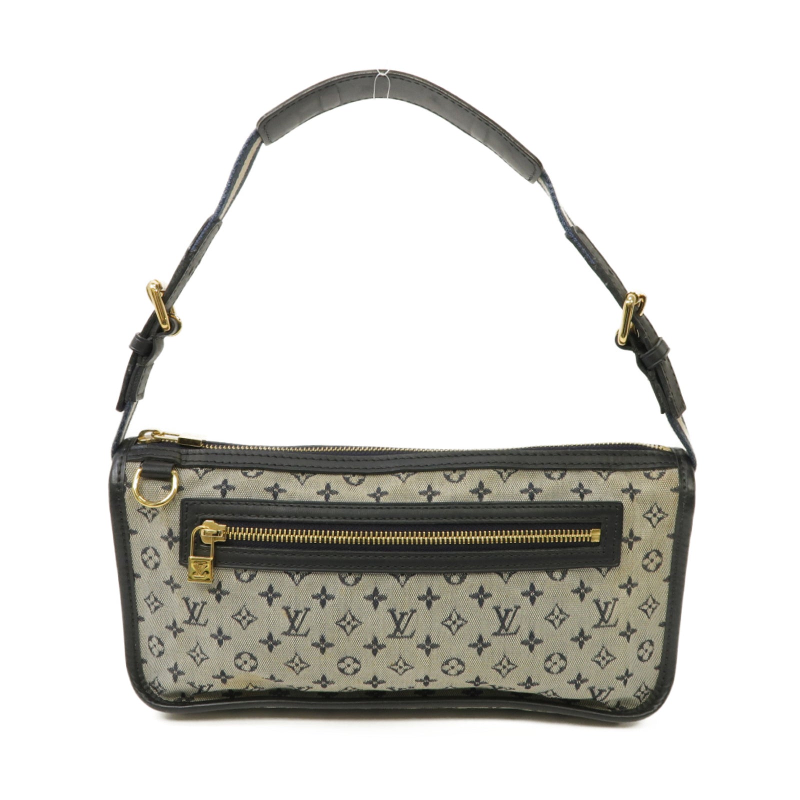 LOUIS VUITTON 【激減優惠】Monogram Mini帆布Pochette金扣肩背袋藍色