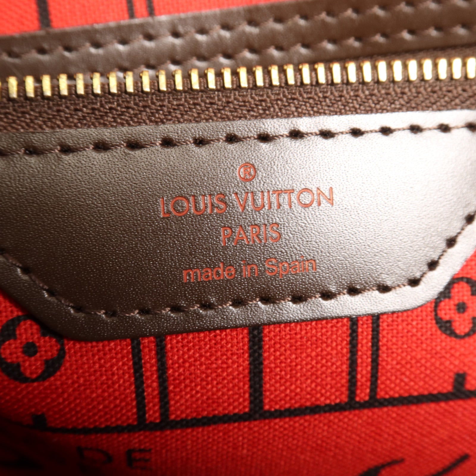 LOUIS VUITTON Damier Neverfull MM金扣肩背袋/手挽袋