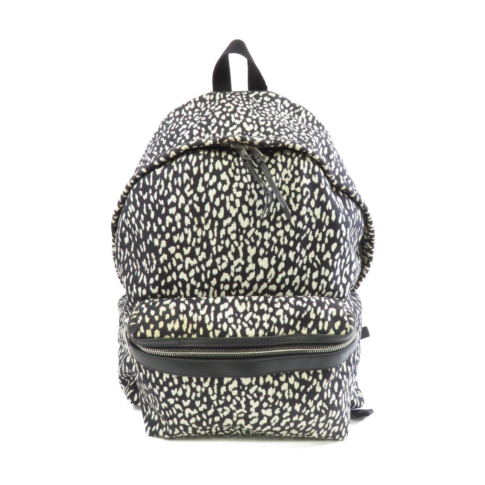 SAINT LAURENT 帆布Backpack銀扣背包黑色/白色