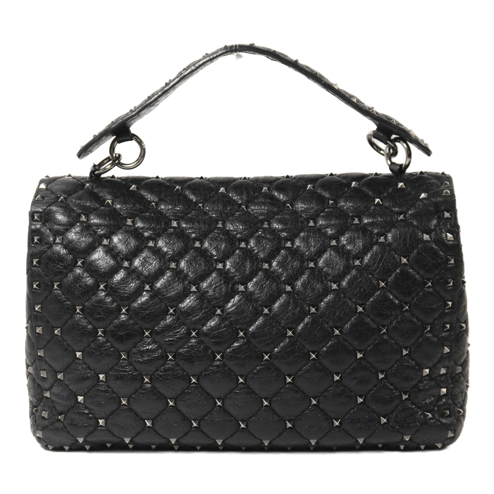 Valentino 牛皮皮革Rockstud Spike銀扣鏈帶手挽肩背兩用袋