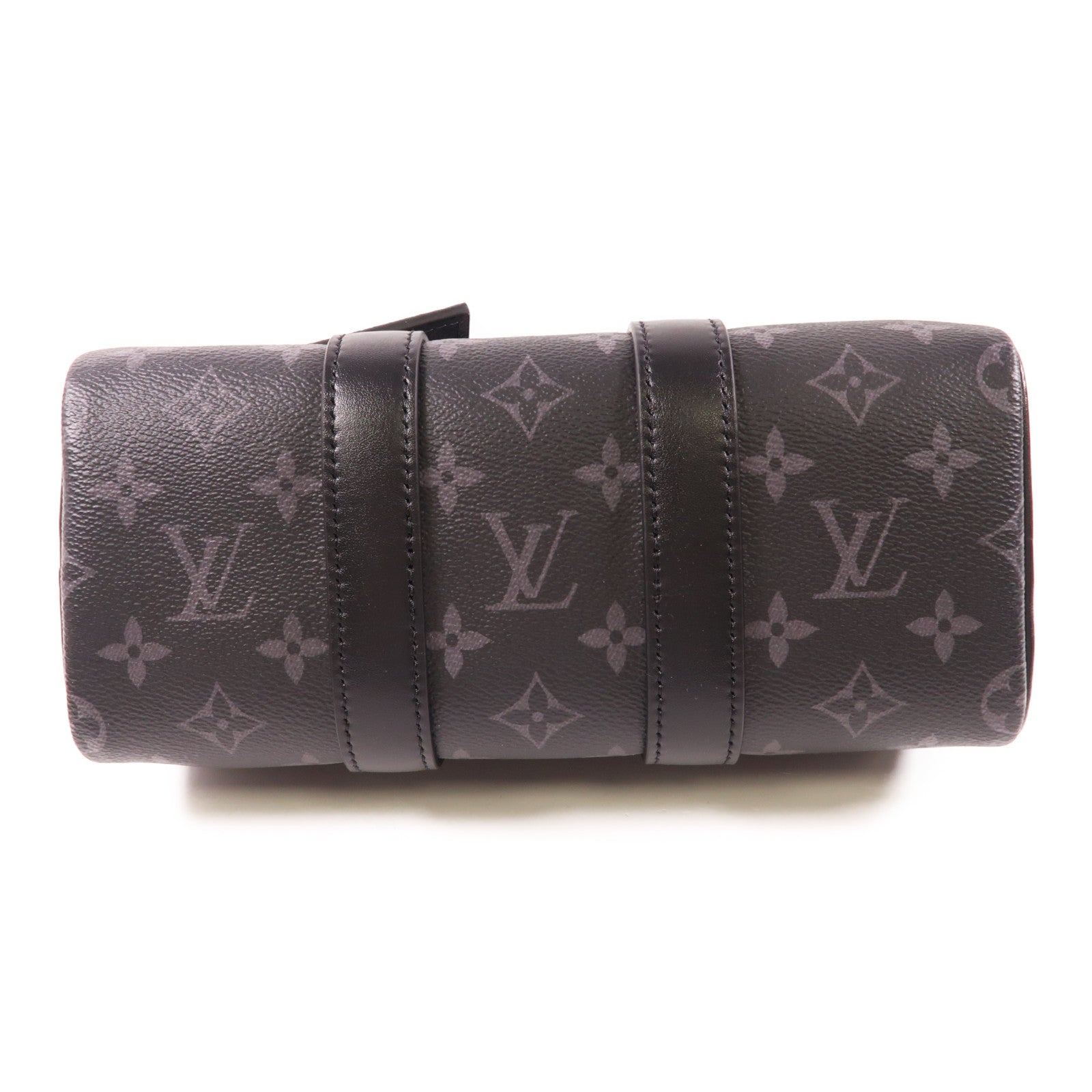 LOUIS VUITTON Monogram Eclipse Keepall Bandouliere 25銀扣手挽肩背兩用袋