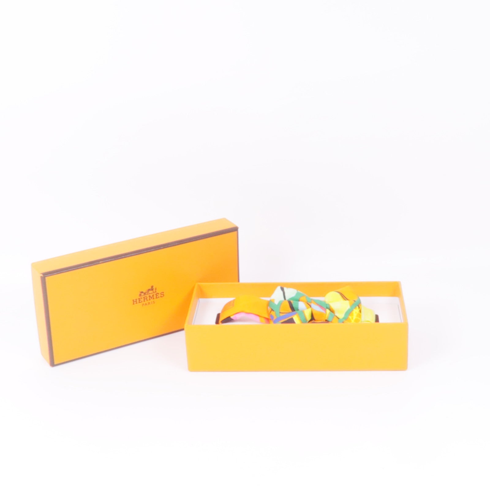 HERMES Bow Tie Silk Multicolor Orange
