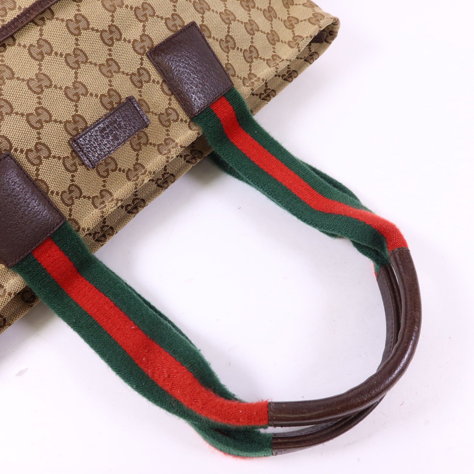 GUCCI 帆布Tote Bag銀扣肩背袋