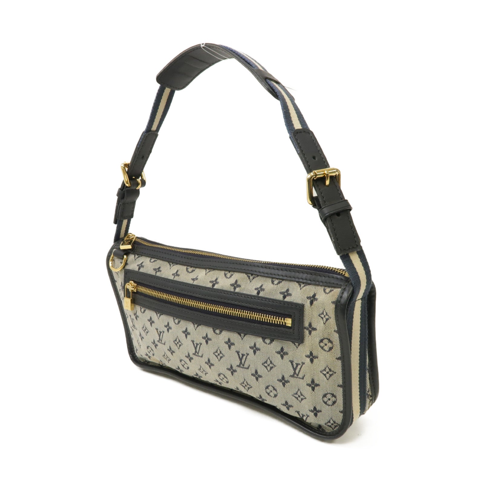 LOUIS VUITTON 【激減優惠】Monogram Mini帆布Pochette金扣肩背袋藍色
