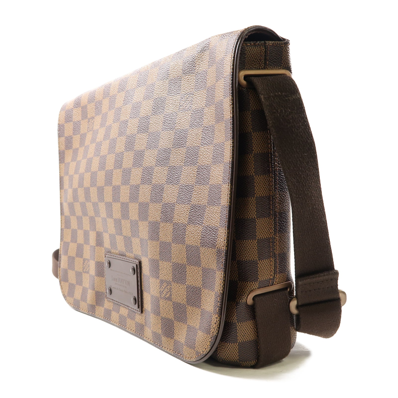 LOUIS VUITTON Damier Brooklyn MM金扣肩背袋啡色