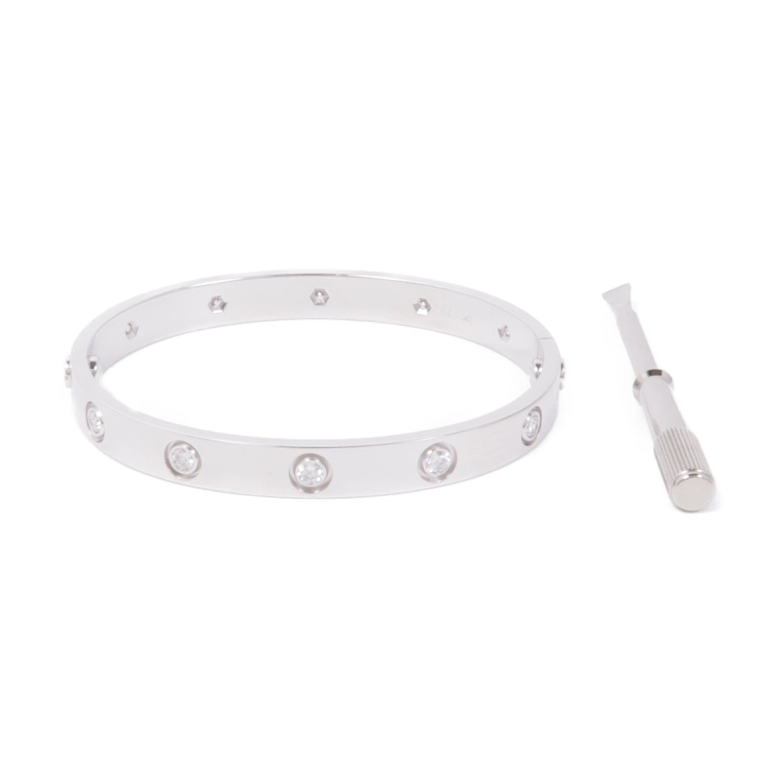 CARTIER【激減優惠】 18K白金Love Bracelet鑽石手鐲#16