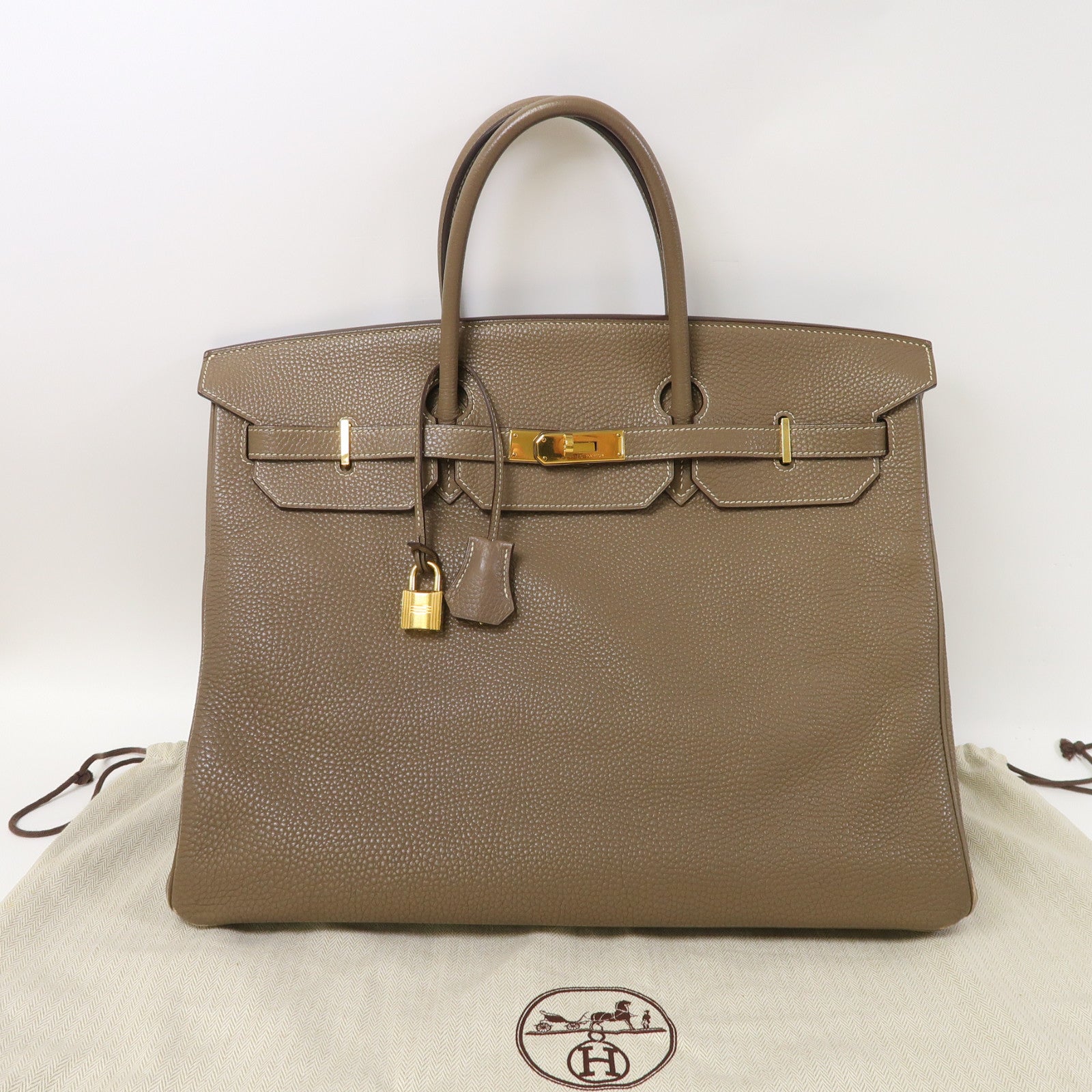 HERMES Togo皮革Birkin 40金扣手挽袋Etoupe/大象灰色