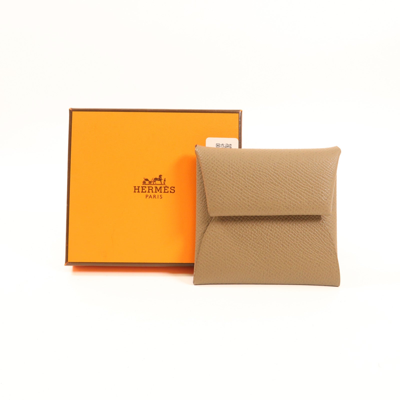 HERMES Epsom皮革Bastia Coins銀扣零錢包Etoupe