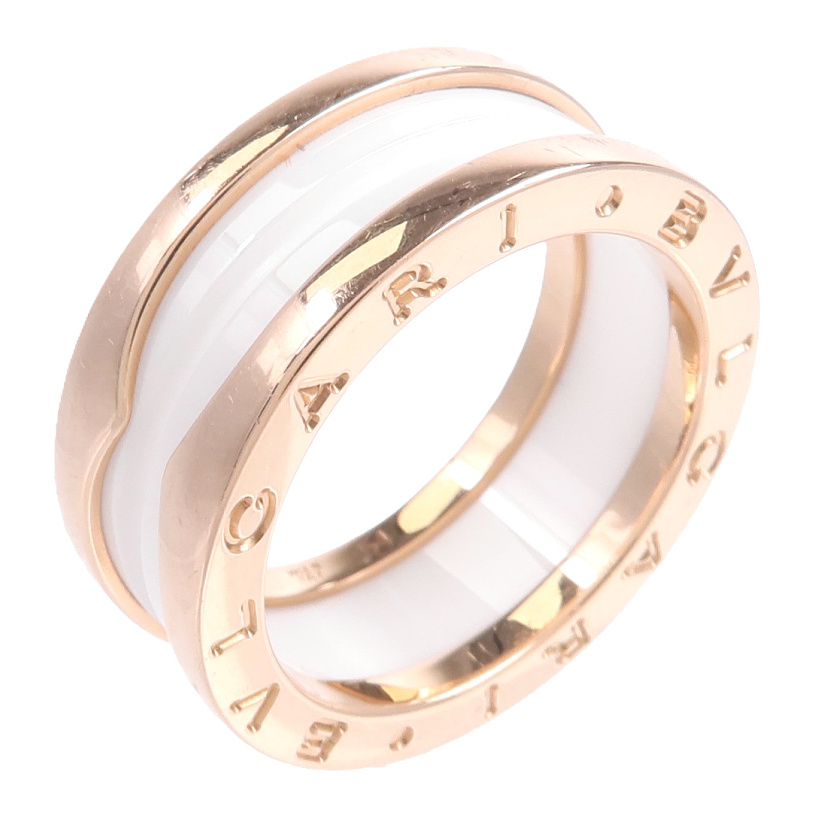 BVLGARI 18K玫瑰金B-Zero1 Ring陶瓷戒指