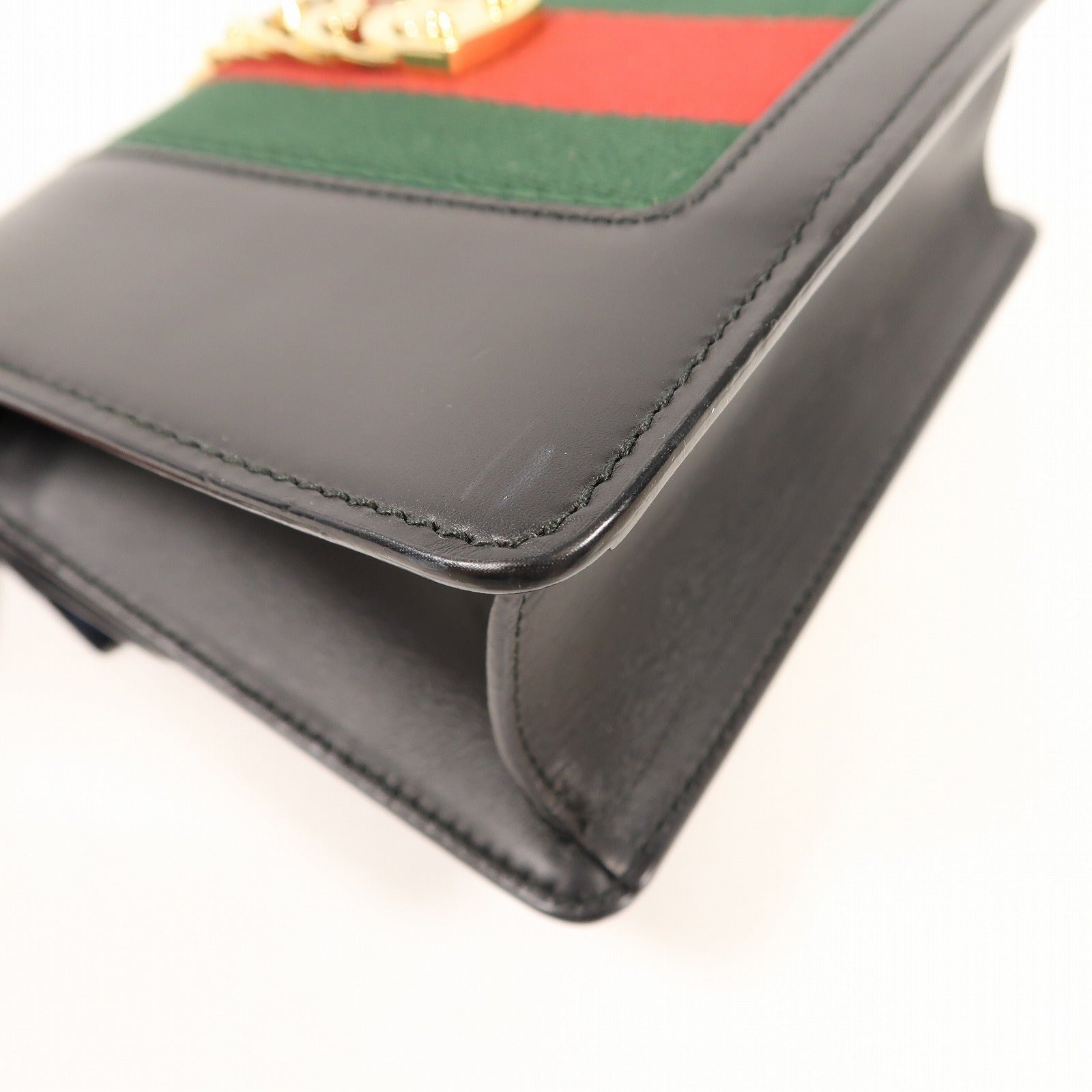 GUCCI 牛皮皮革Sylvie Mini金扣鏈帶肩背袋