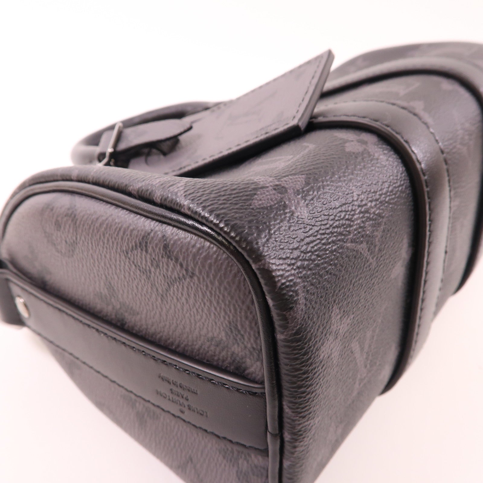LOUIS VUITTON Monogram Eclipse Keepall Bandouliere 25銀扣手挽肩背兩用袋