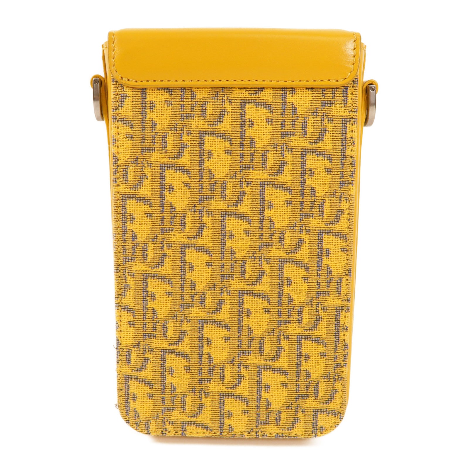 Dior 帆布/牛皮皮革Lock Phone Pouch銀扣肩背袋