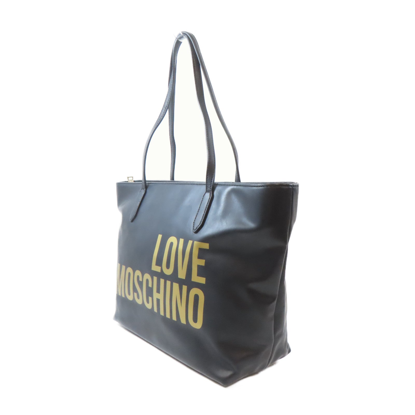 MOSCHINO 塗層帆布Shoulder Tote金扣肩背袋/手挽袋黑色