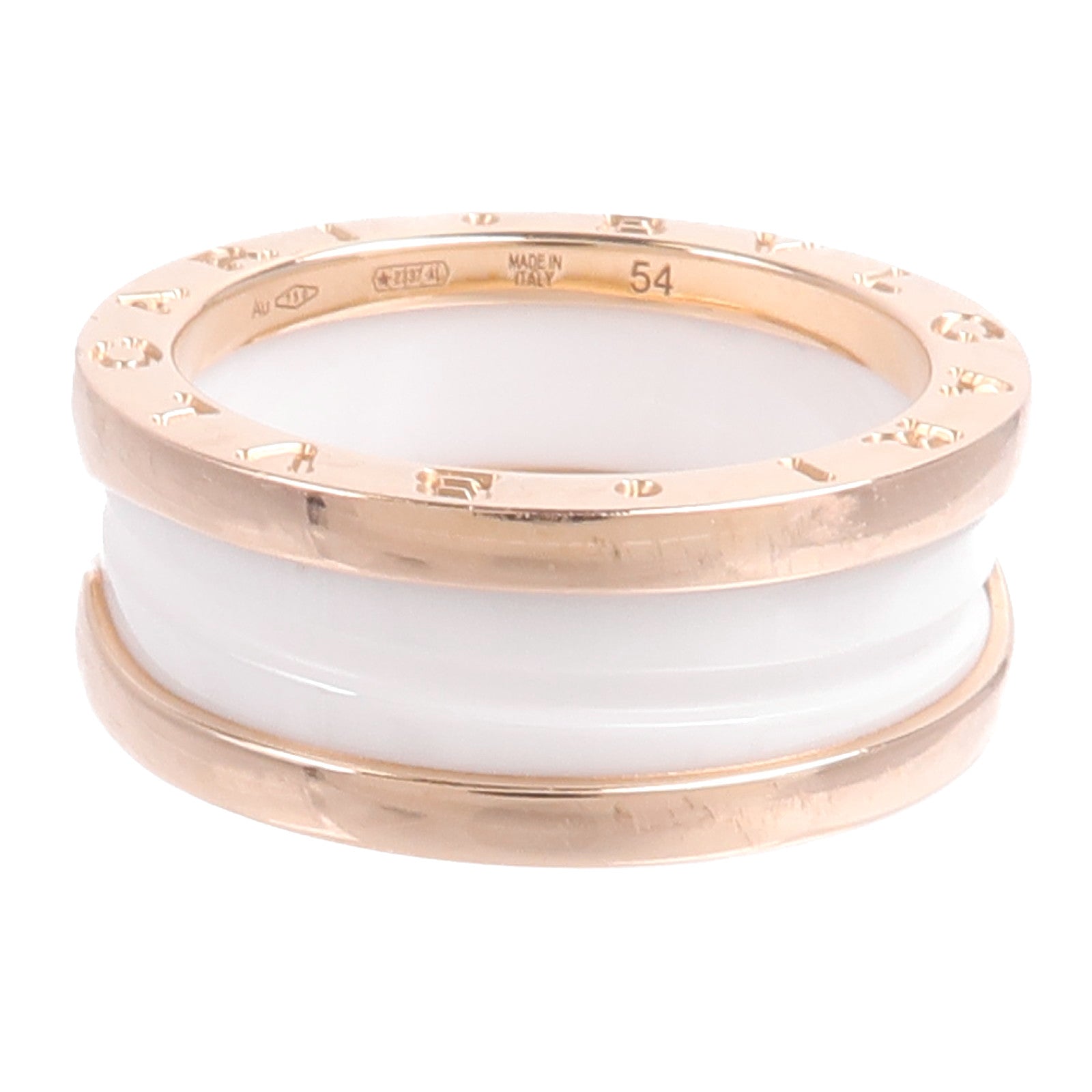 BVLGARI 18K玫瑰金B-Zero1 Ring陶瓷戒指