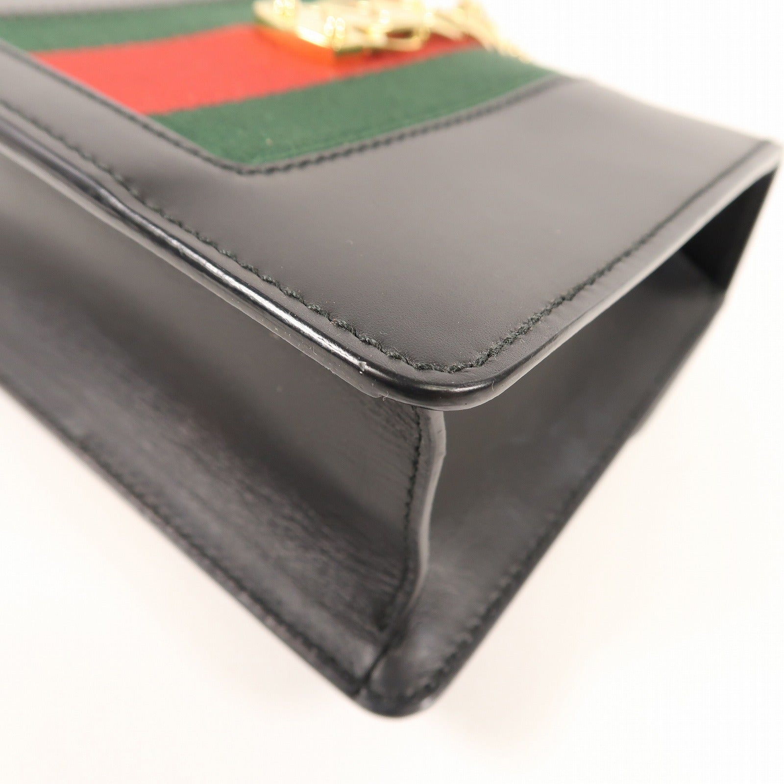 GUCCI 牛皮皮革Sylvie Mini金扣鏈帶肩背袋