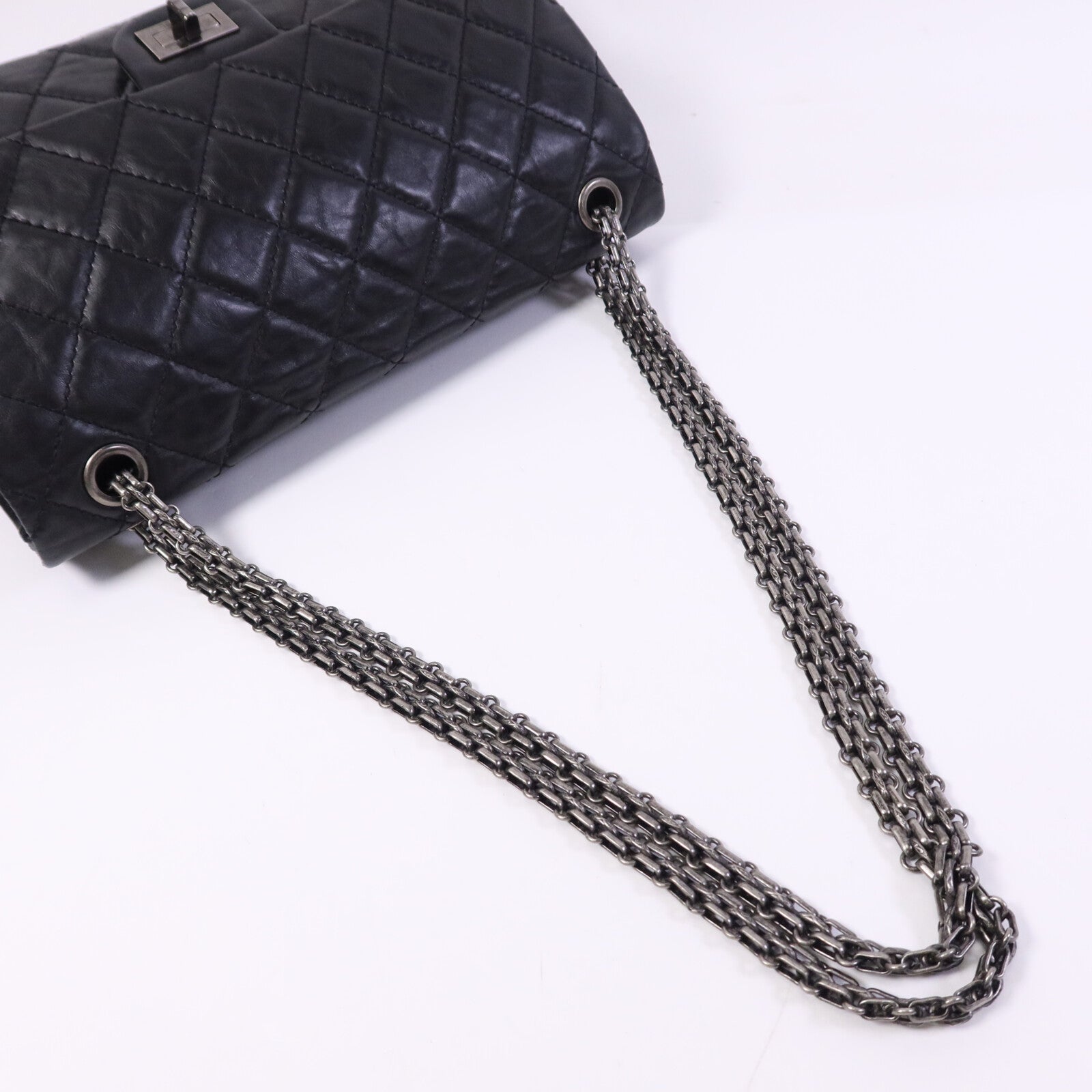 CHANEL 牛皮皮革2.55 Large銀扣鏈帶肩背袋