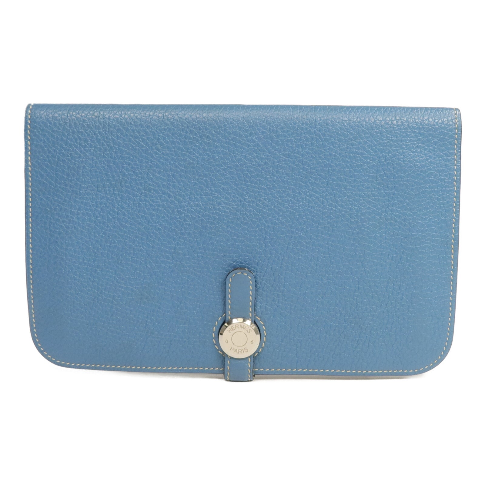 HERMES Togo皮革Dogon GM長錢包Bleu Jean