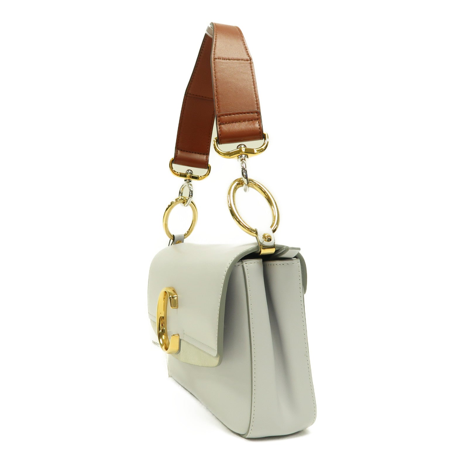 Chloe 羊皮皮革Small C Double金扣手挽肩背兩用袋淺藍色