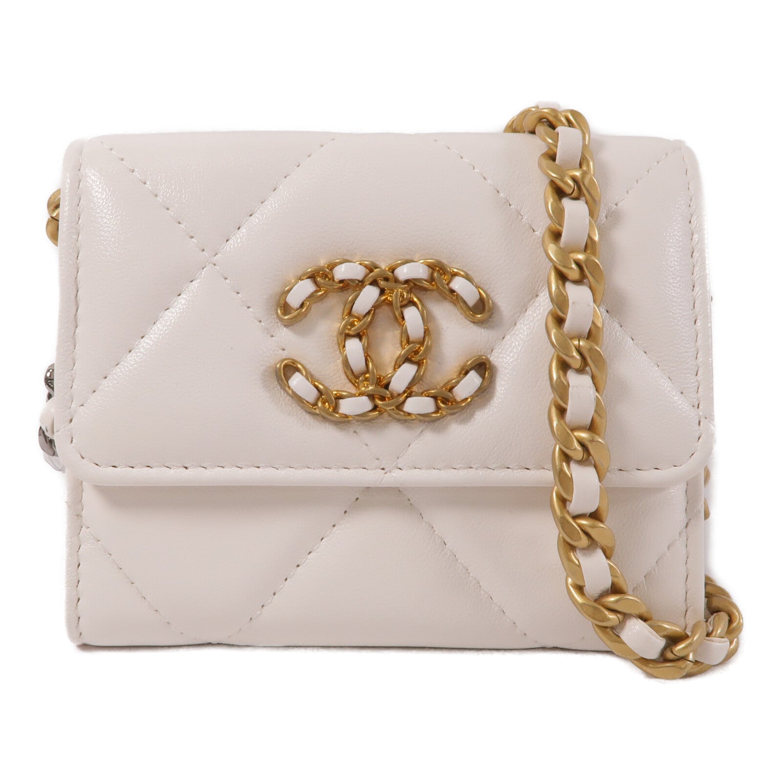 CHANEL 羊皮皮革Flpa 19 Coins Wallet With Chain鏈帶肩背袋