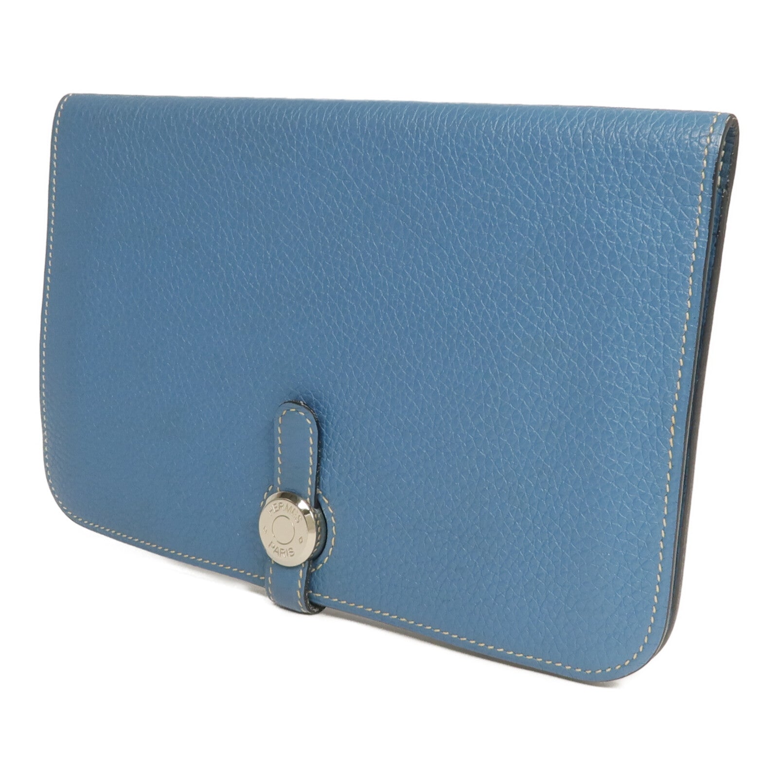 HERMES Togo皮革Dogon GM長錢包Bleu Jean