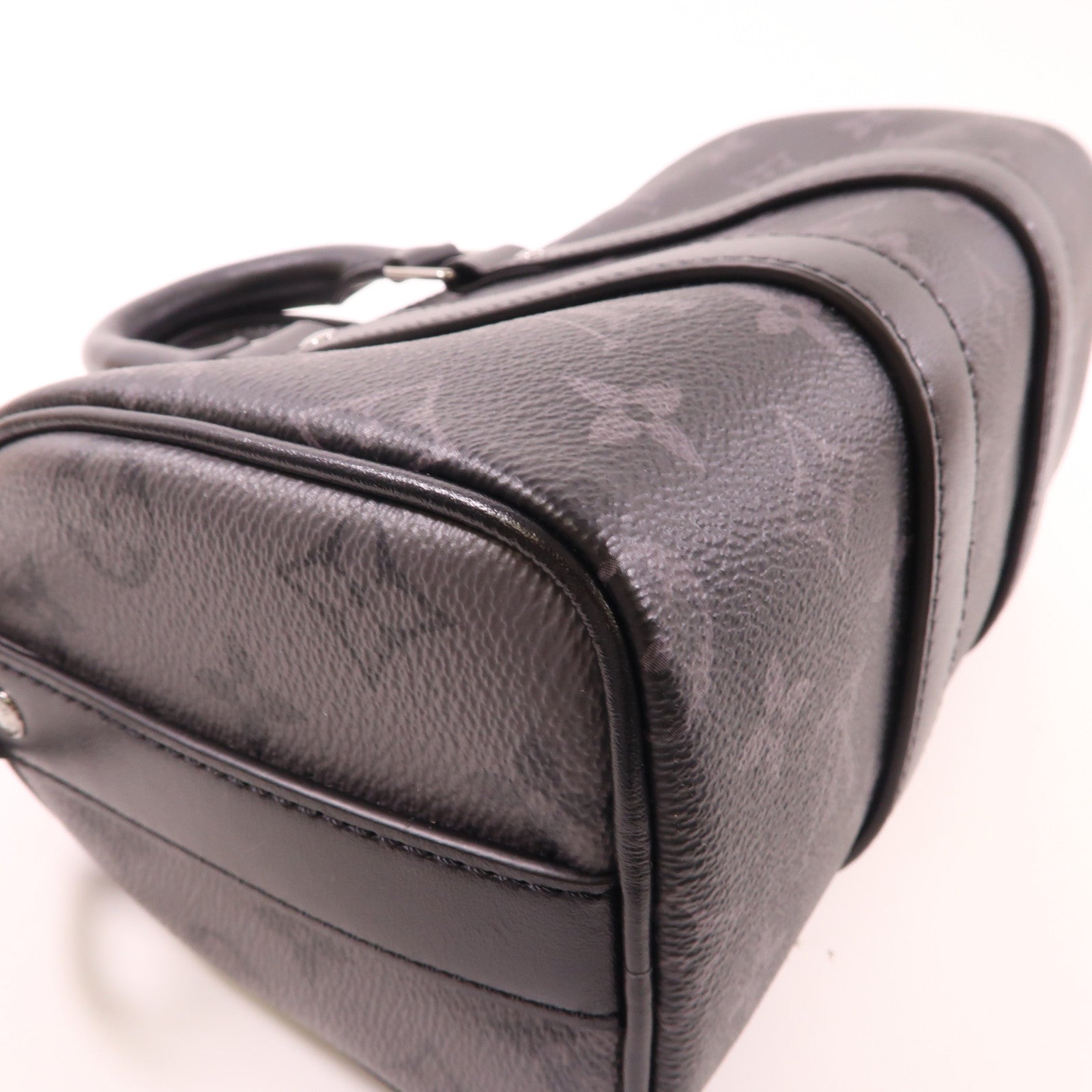 LOUIS VUITTON Monogram Eclipse Keepall Bandouliere 25銀扣手挽肩背兩用袋