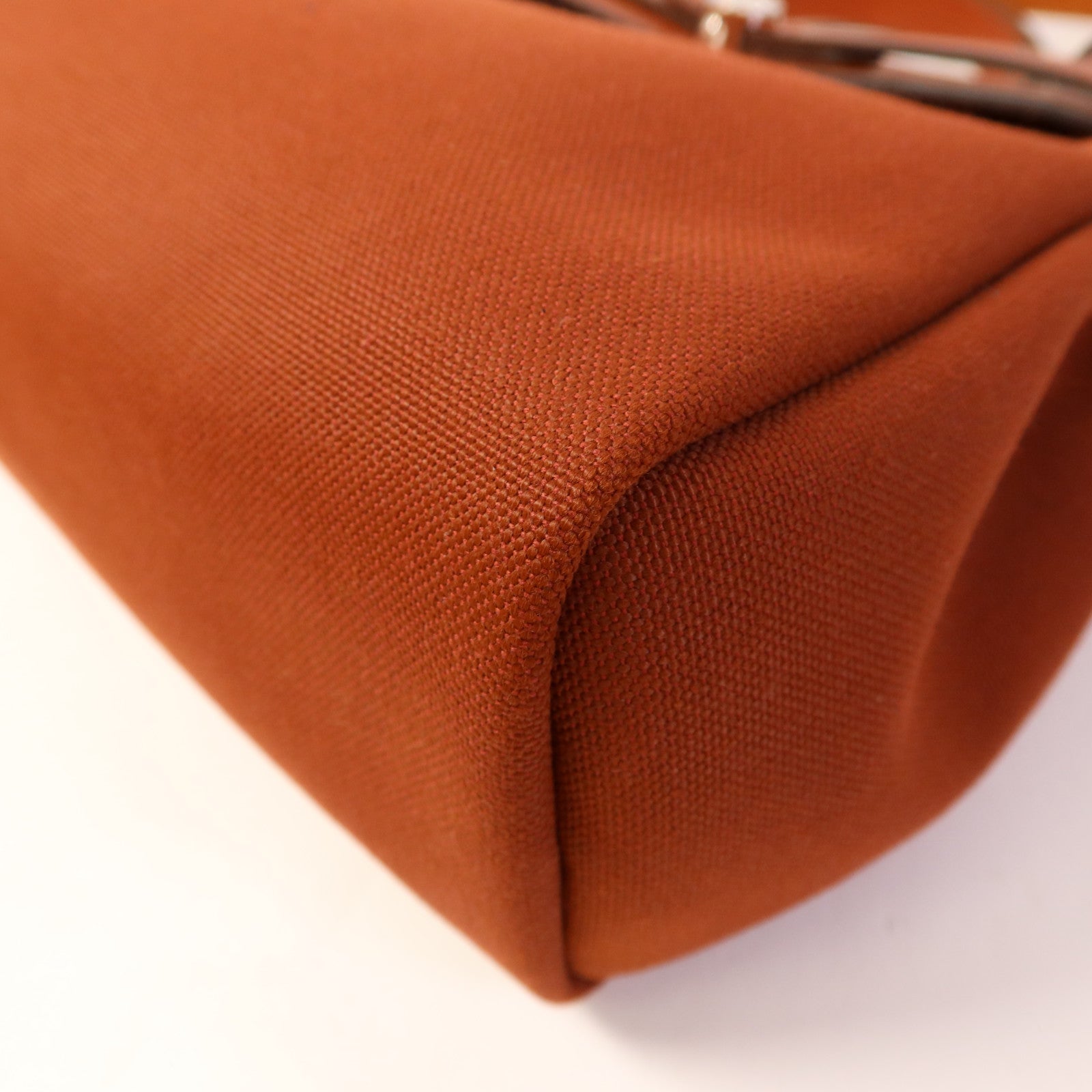 HERMES 帆布Herbag PM銀扣手挽肩背兩用袋Brique