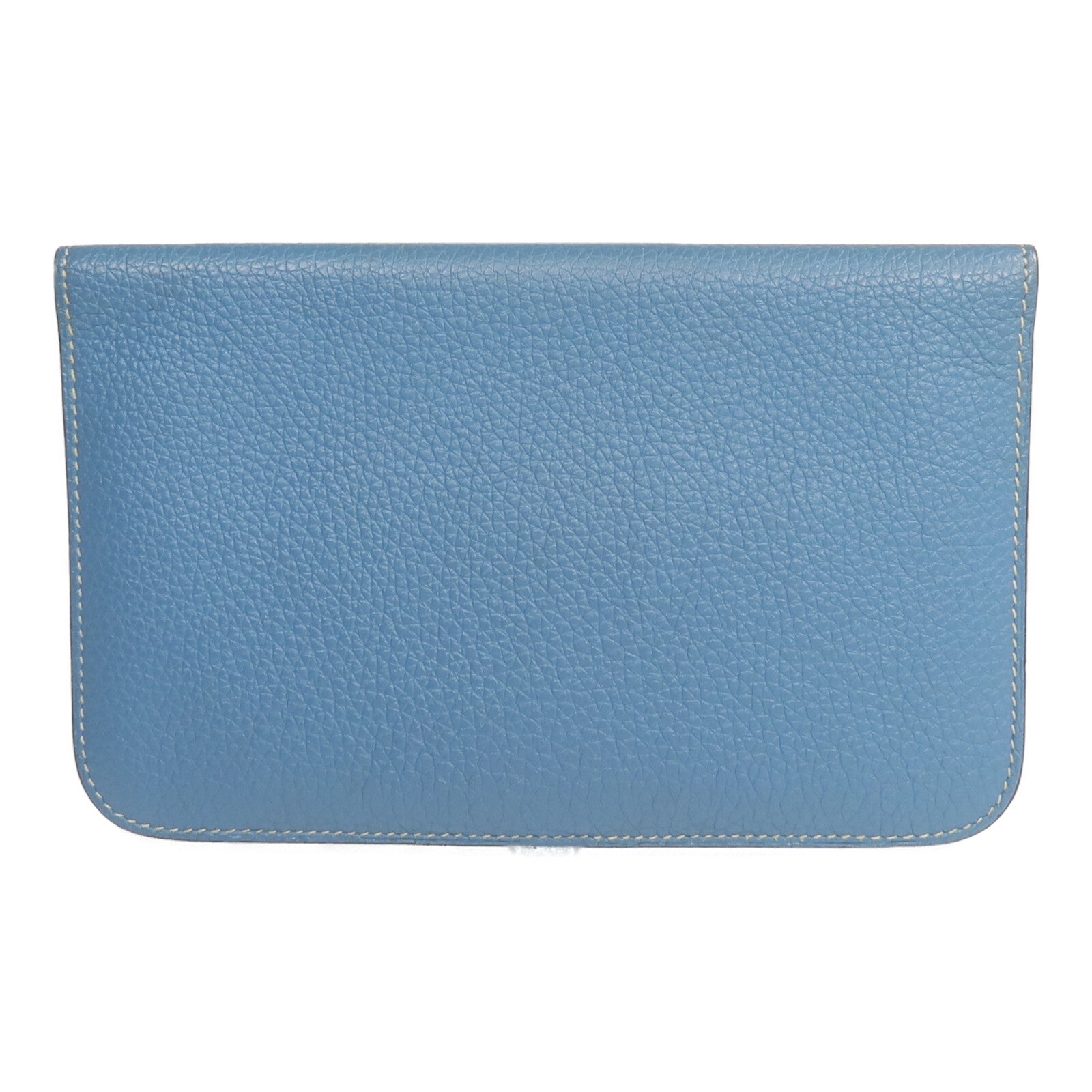 HERMES Togo皮革Dogon GM長錢包Bleu Jean