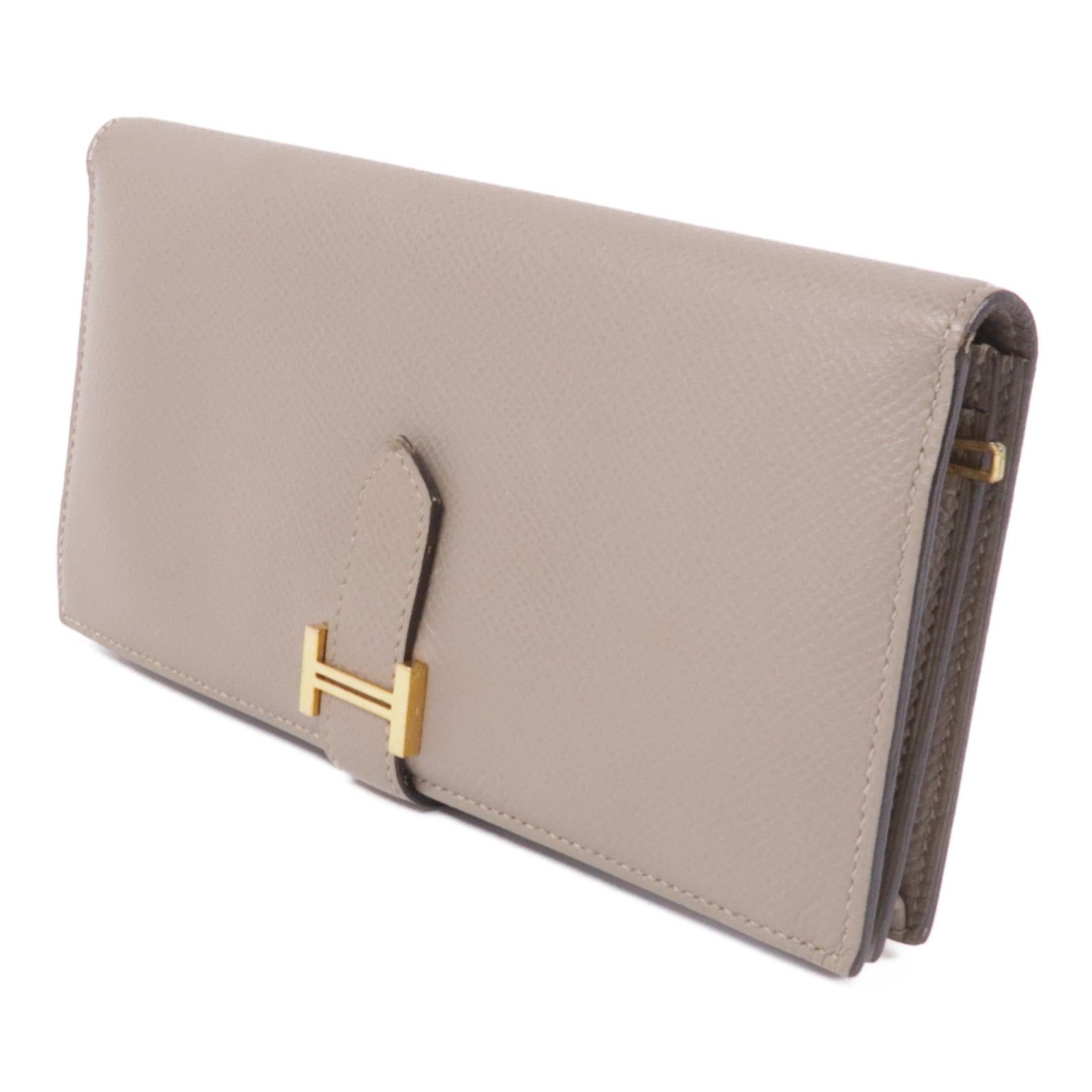 HERMES GHW Bearn Wallet Veau Epsom Leather Trench Beige