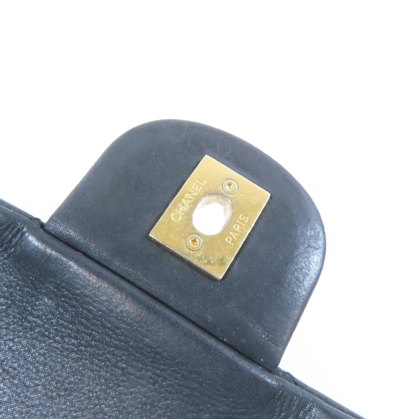 CHANEL 菱格牛皮皮革Chain Shoulder Bag金扣鏈帶肩背袋黑色