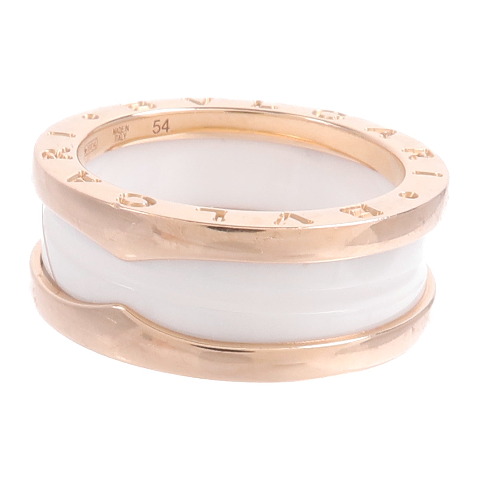 BVLGARI 18K玫瑰金B-Zero1 Ring陶瓷戒指