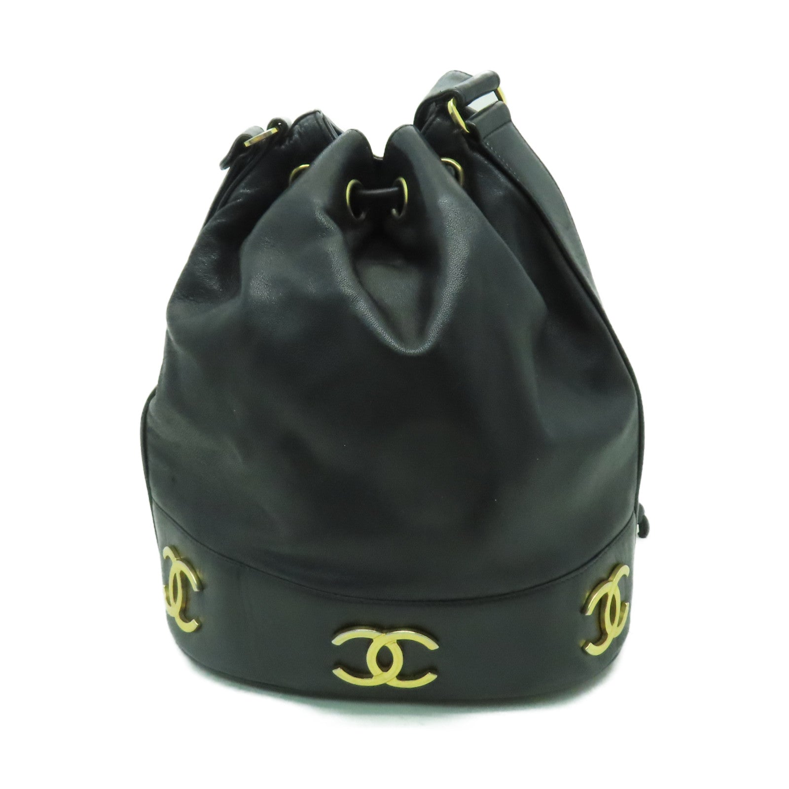 CHANEL 【激減優惠】羊皮皮革Shoulder Bag金扣肩背袋黑色