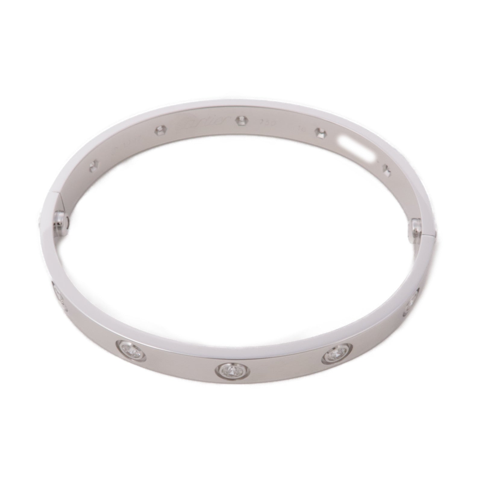 CARTIER【激減優惠】 18K白金Love Bracelet鑽石手鐲#16