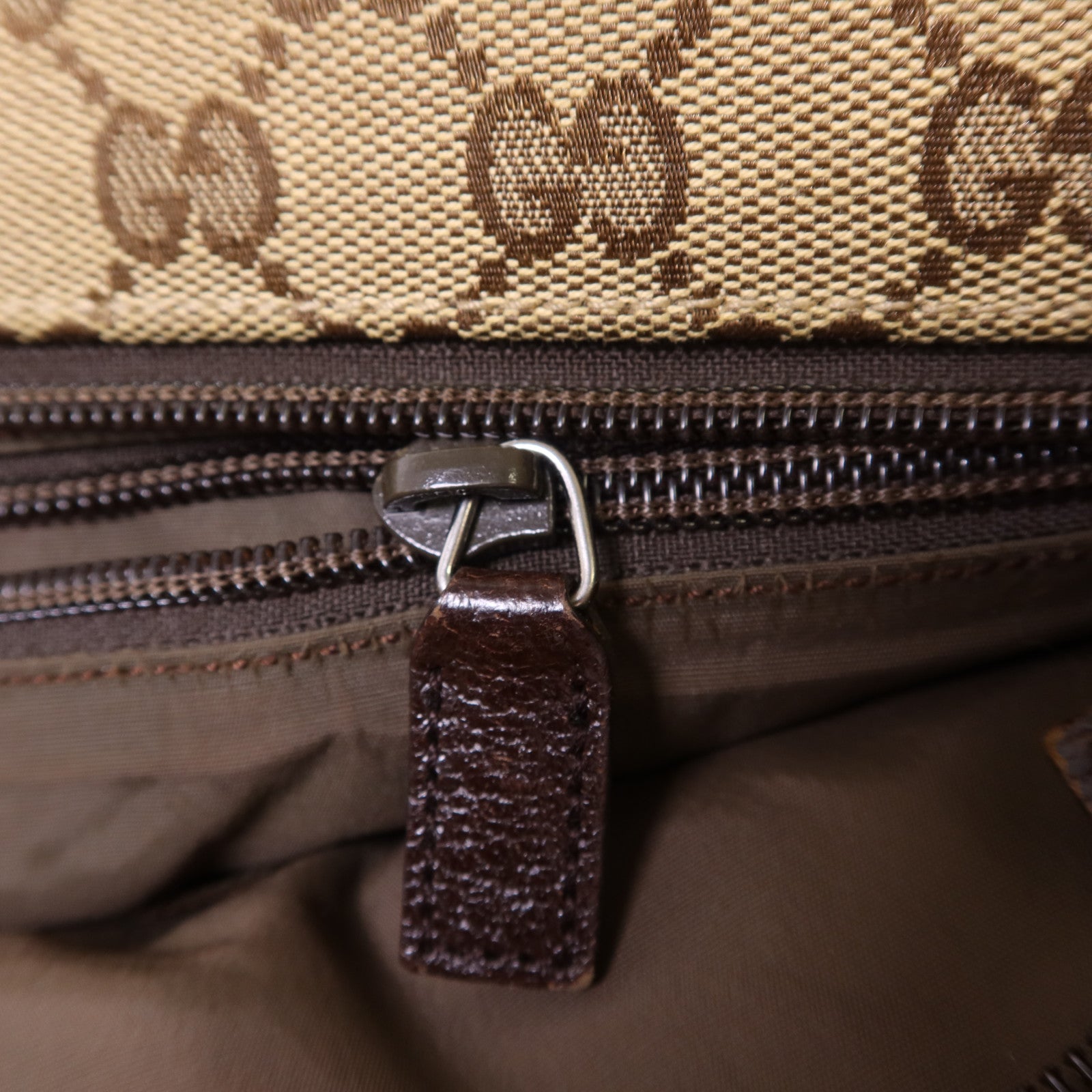 GUCCI 帆布Tote Bag銀扣肩背袋