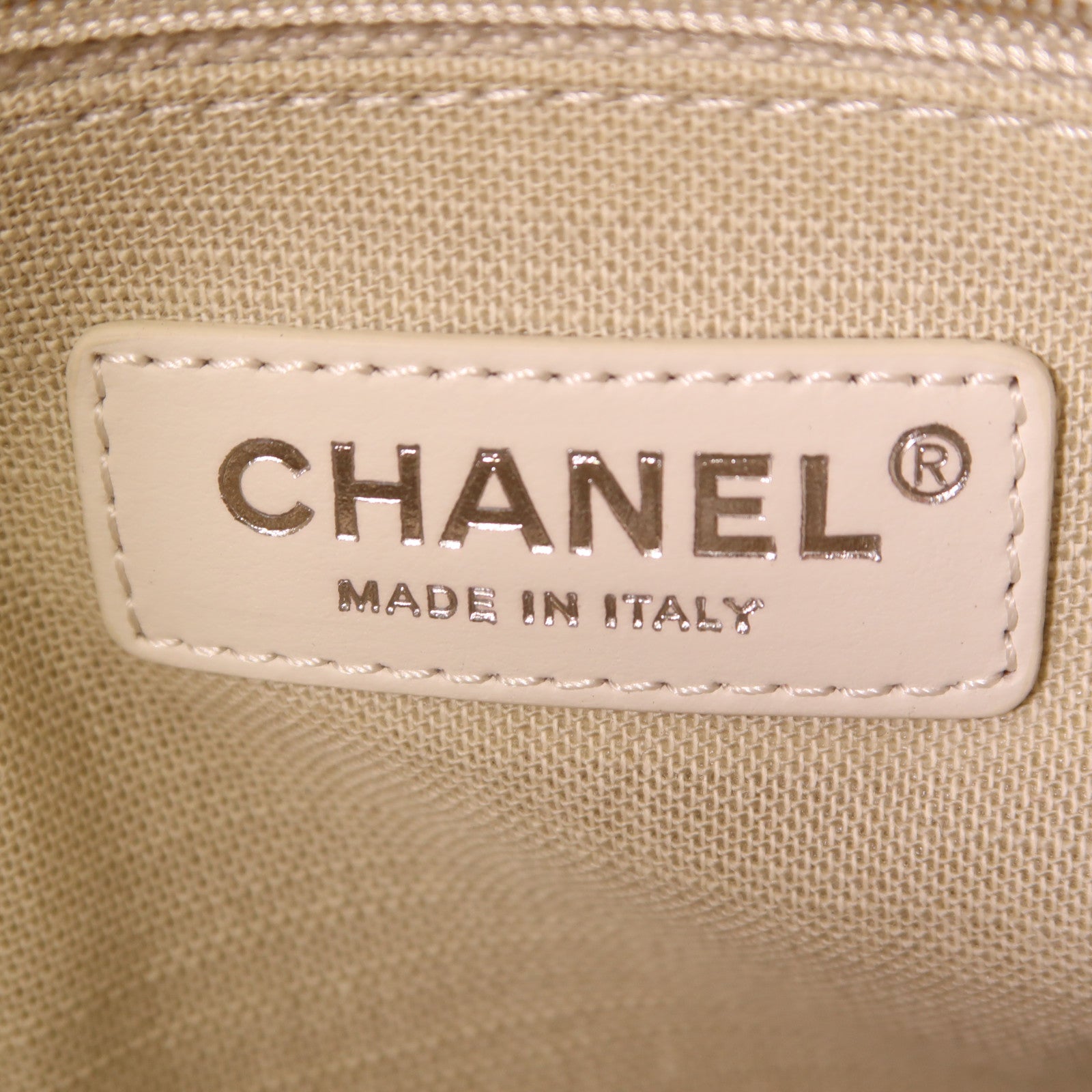 CHANEL 帆布Deauville Tote Bag銀扣手挽肩背兩用袋