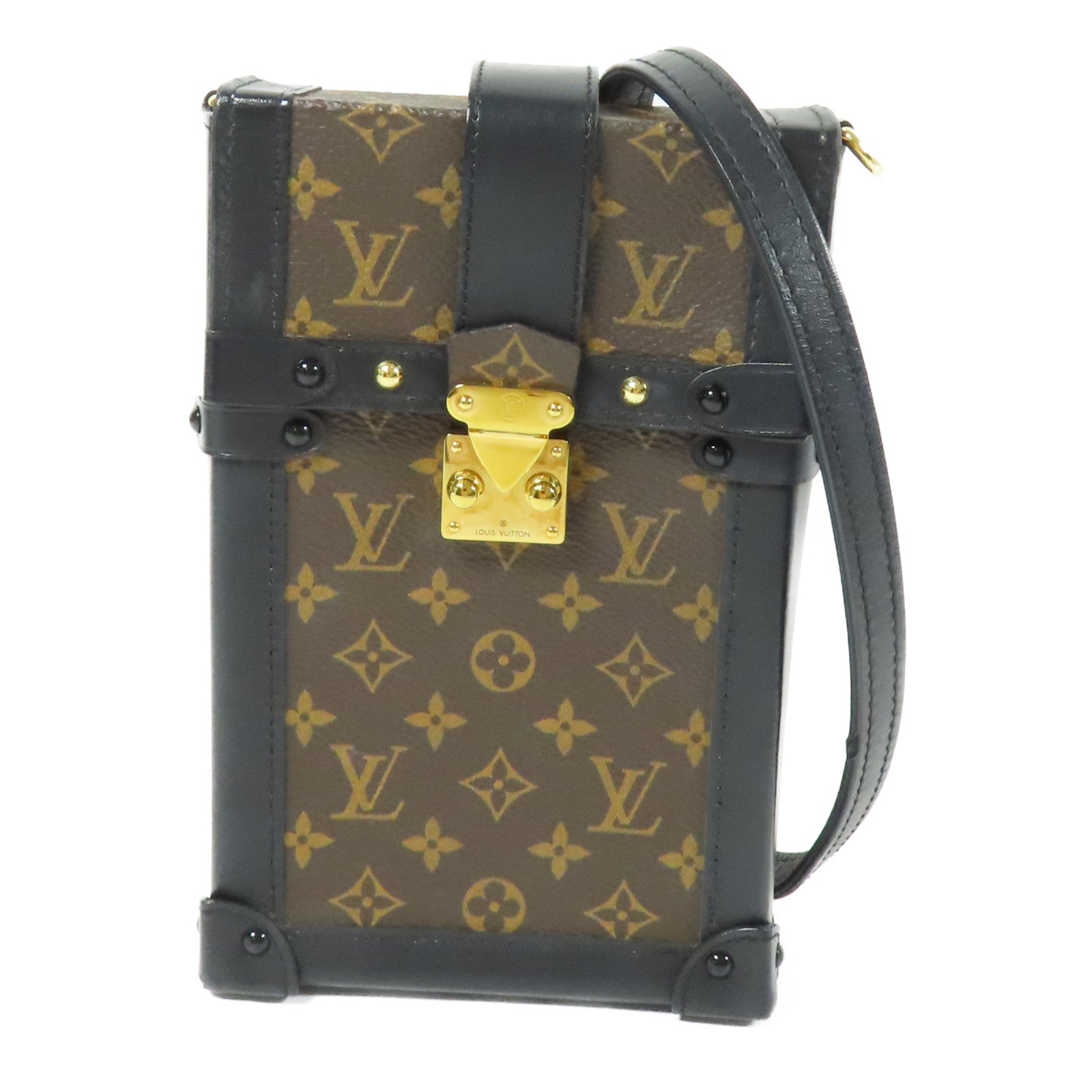 LOUIS VUITTON LV GHW Pochette Trunk Vertical Shoulder Bag Monogram M63913 Brown