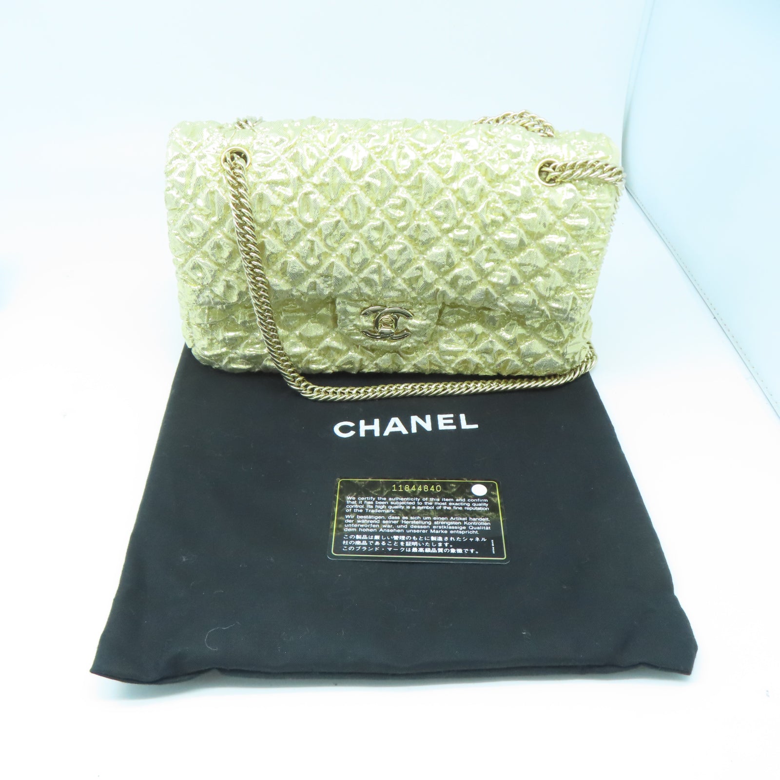 CHANEL **【清倉大減價】菱格帆布Chain Shoulder金扣鏈帶肩背袋金色