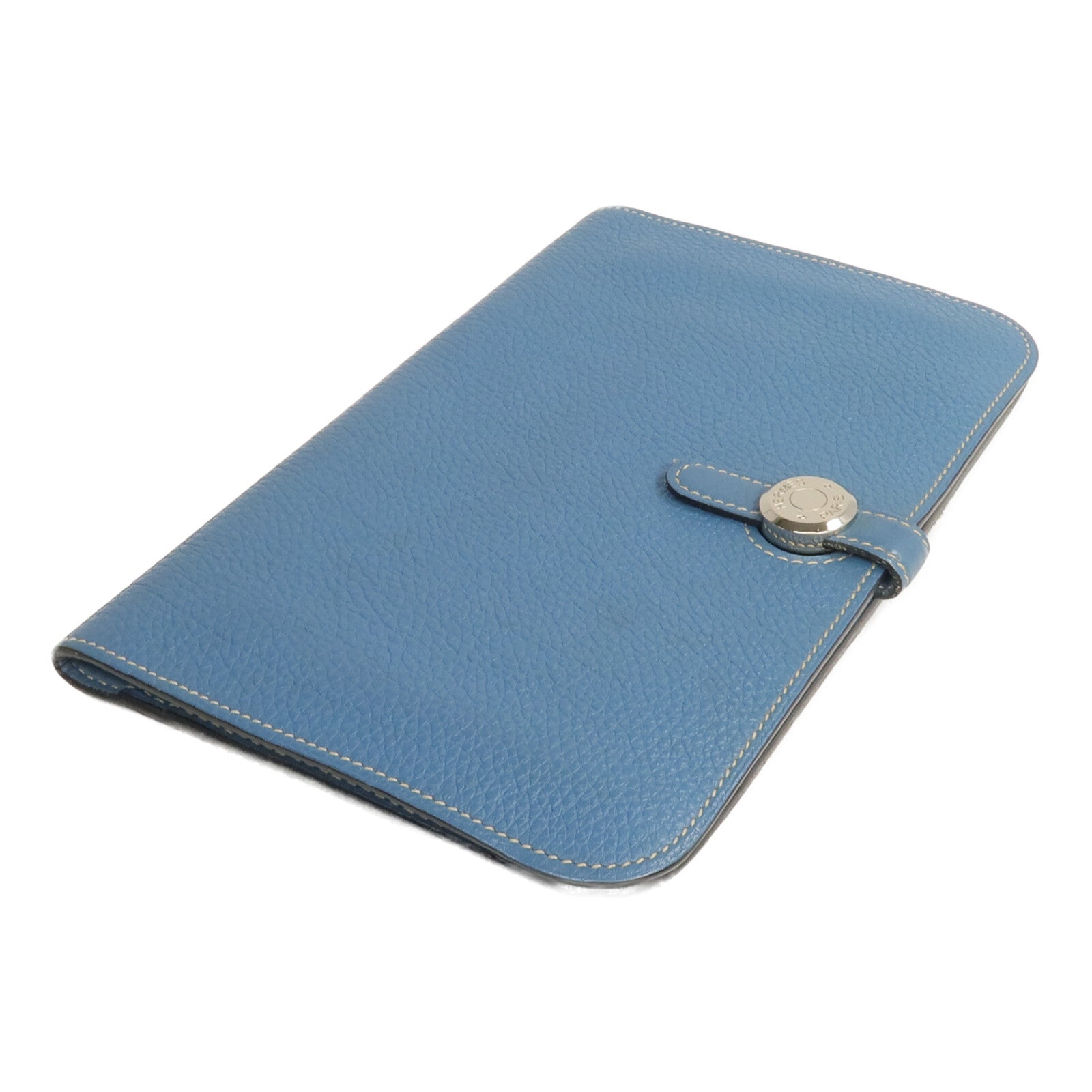 HERMES Togo皮革Dogon GM長錢包Bleu Jean