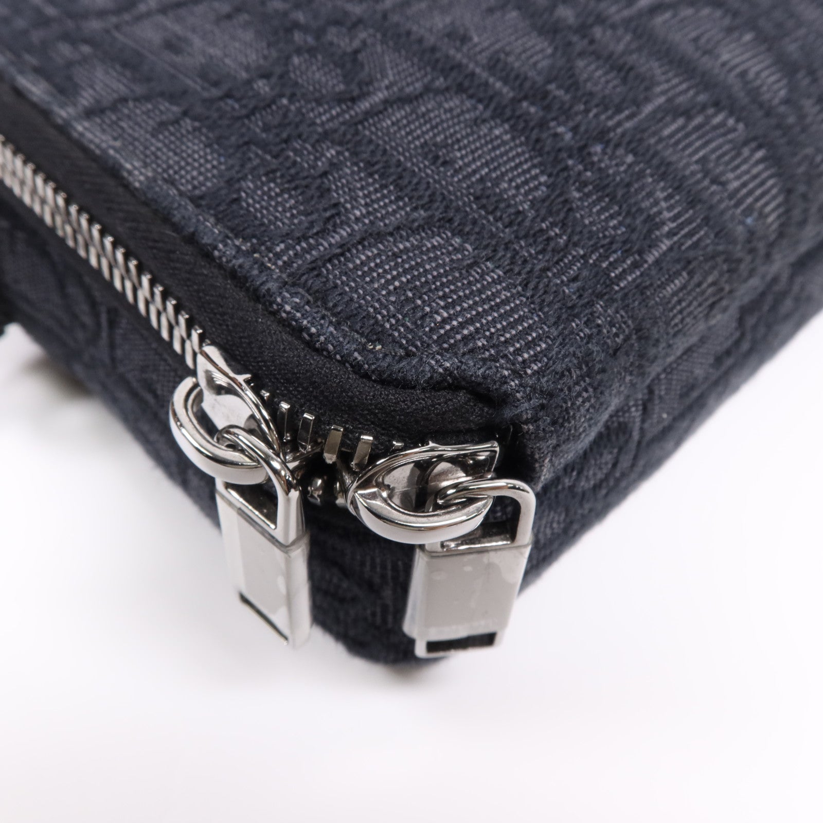 Dior 帆布Oblique Zipped Pouch銀扣肩背袋