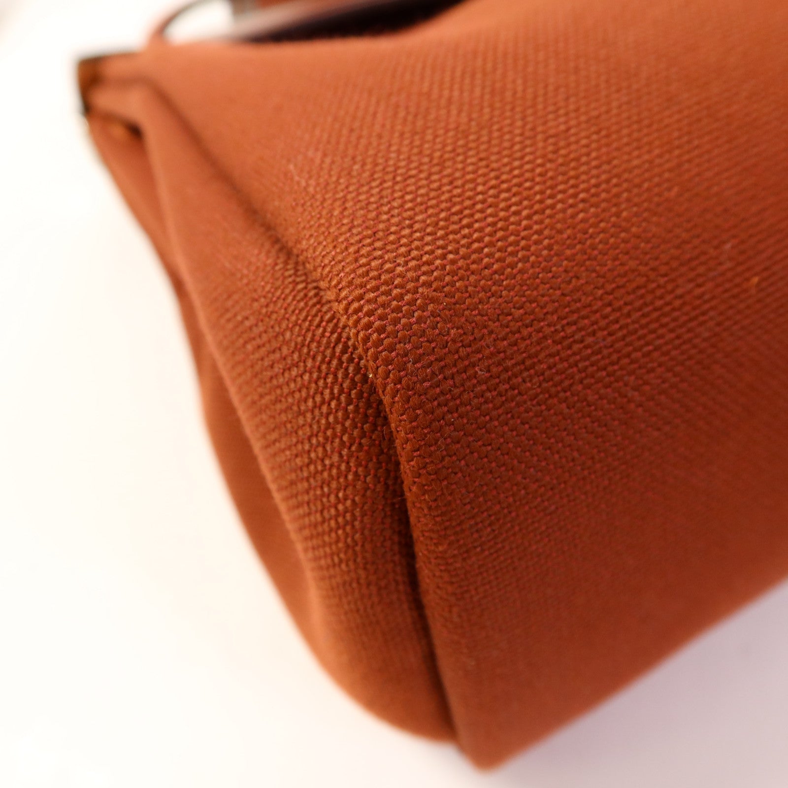 HERMES 帆布Herbag PM銀扣手挽肩背兩用袋Brique