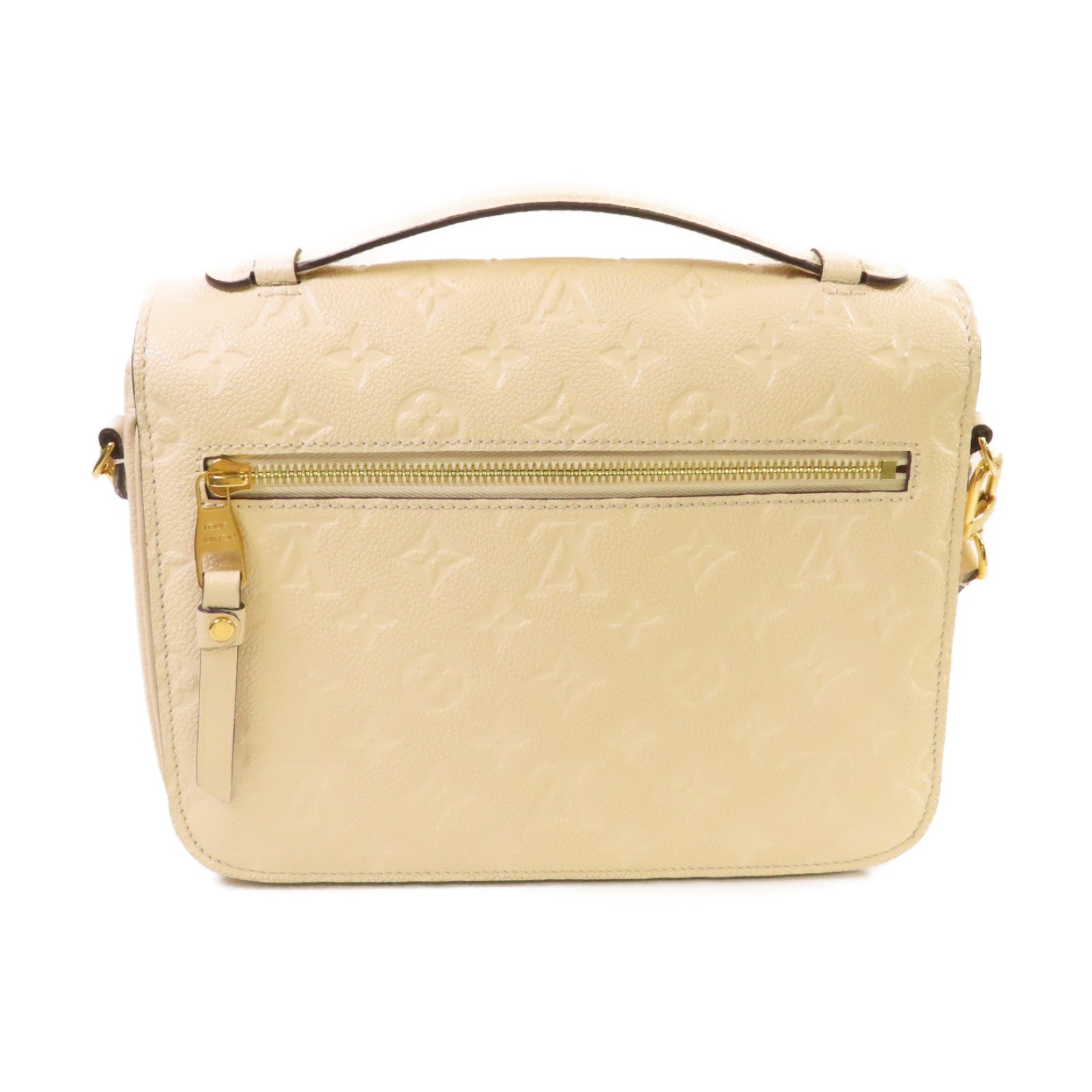LOUIS VUITTON Monogram Empreinte Pochette Metis金扣手挽肩背兩用袋米色