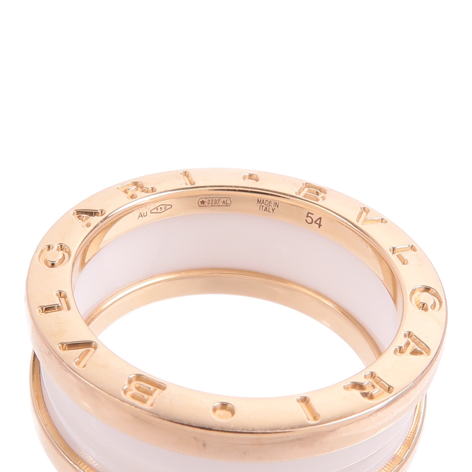 BVLGARI 18K玫瑰金B-Zero1 Ring陶瓷戒指