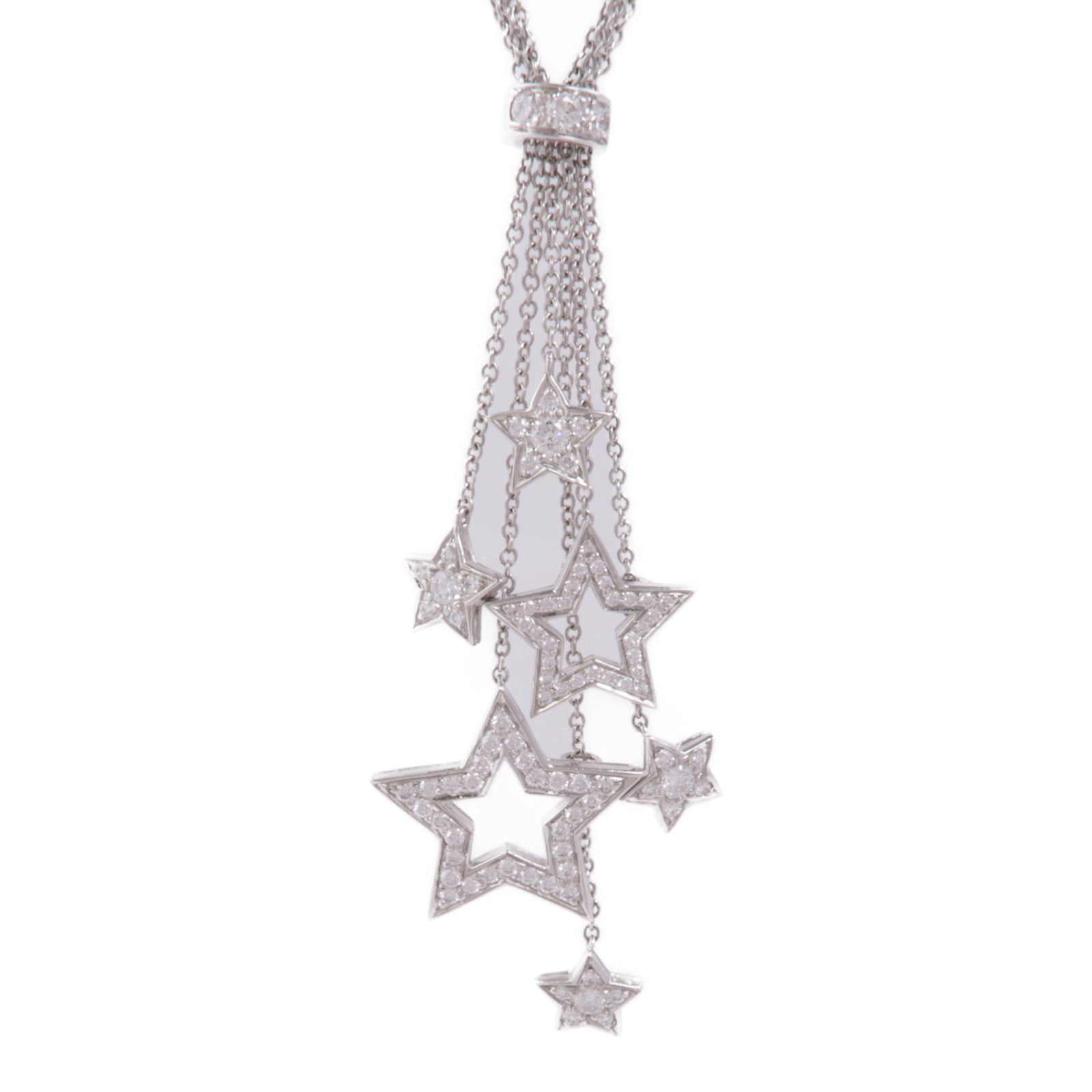 TIFFANY＆CO PT950鉑金Platinum Pave Diamond Star Drop Dangle鑽石項鍊