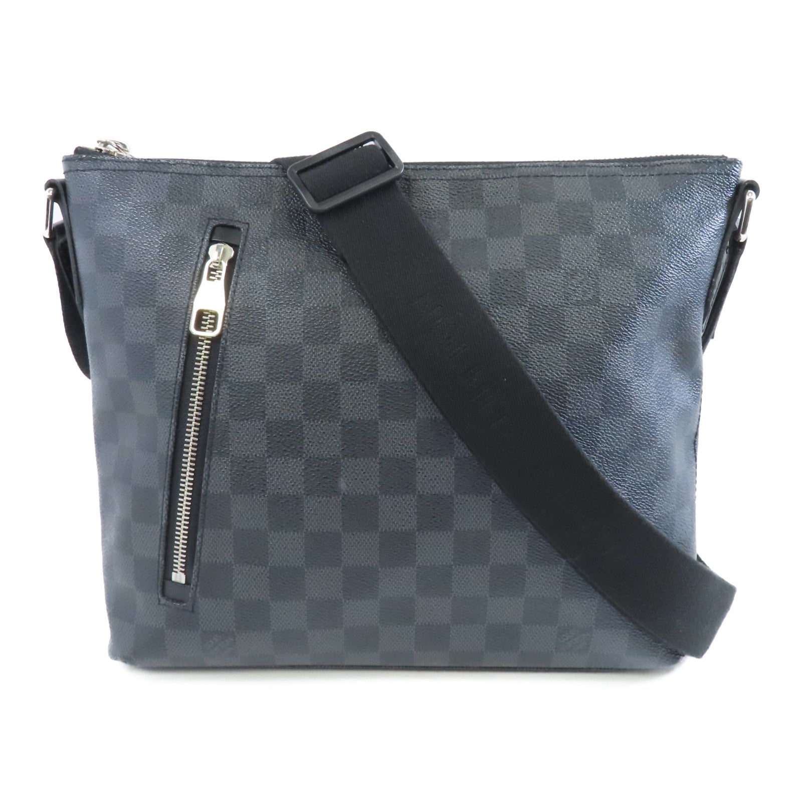 LOUIS VUITTON Damier Graphite Mick MM銀扣肩背袋黑色