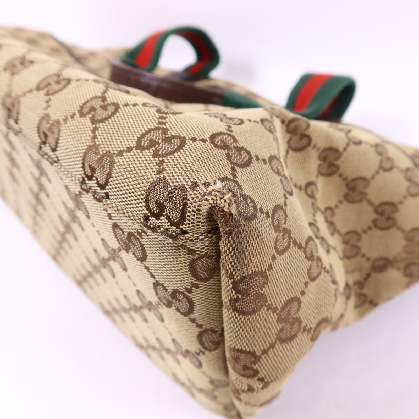 GUCCI 帆布Tote Bag銀扣肩背袋