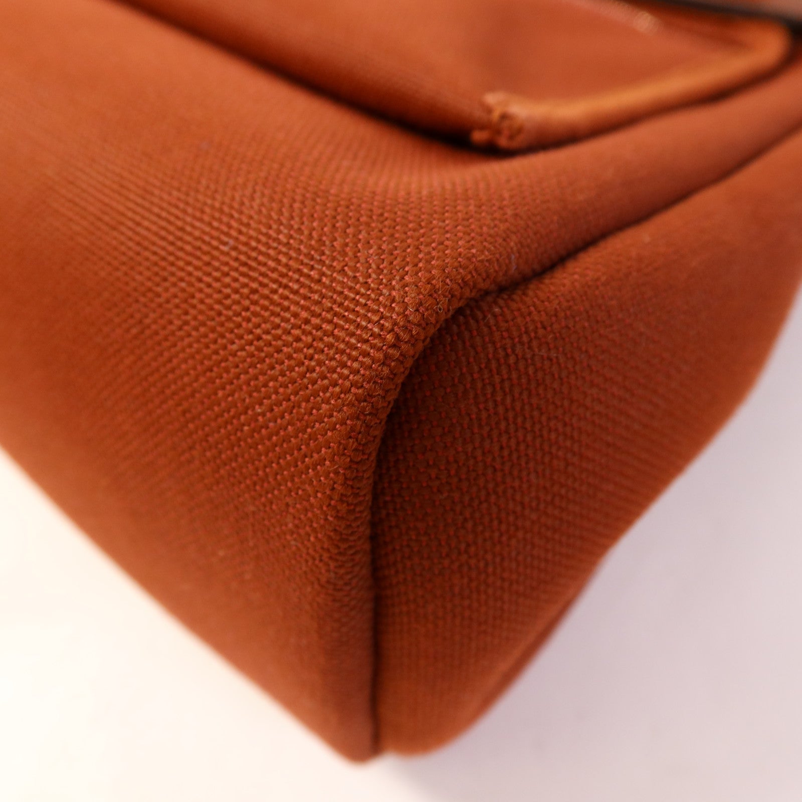 HERMES 帆布Herbag PM銀扣手挽肩背兩用袋Brique