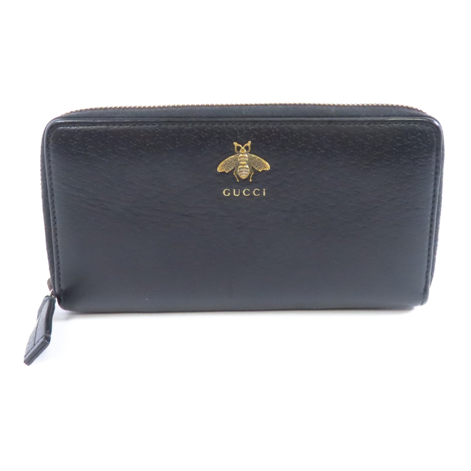 GUCCI 牛皮皮革Zipped Long Wallet金扣長錢包黑色