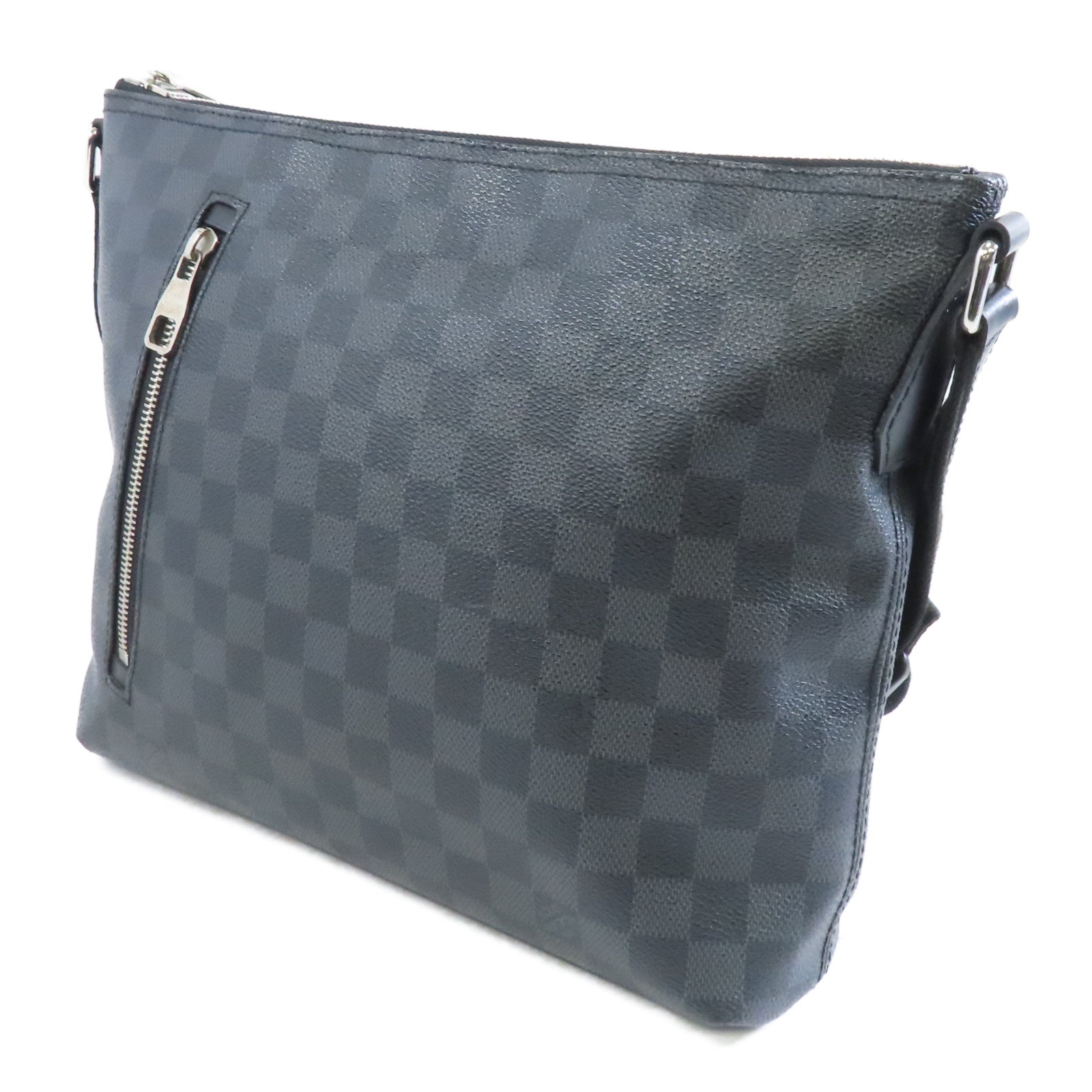 LOUIS VUITTON Damier Graphite Mick MM銀扣肩背袋黑色
