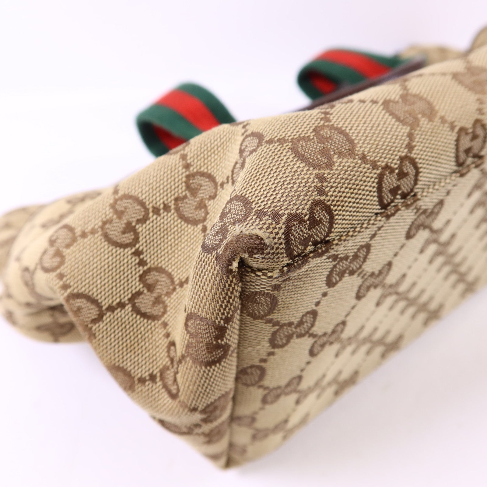 GUCCI 帆布Tote Bag銀扣肩背袋