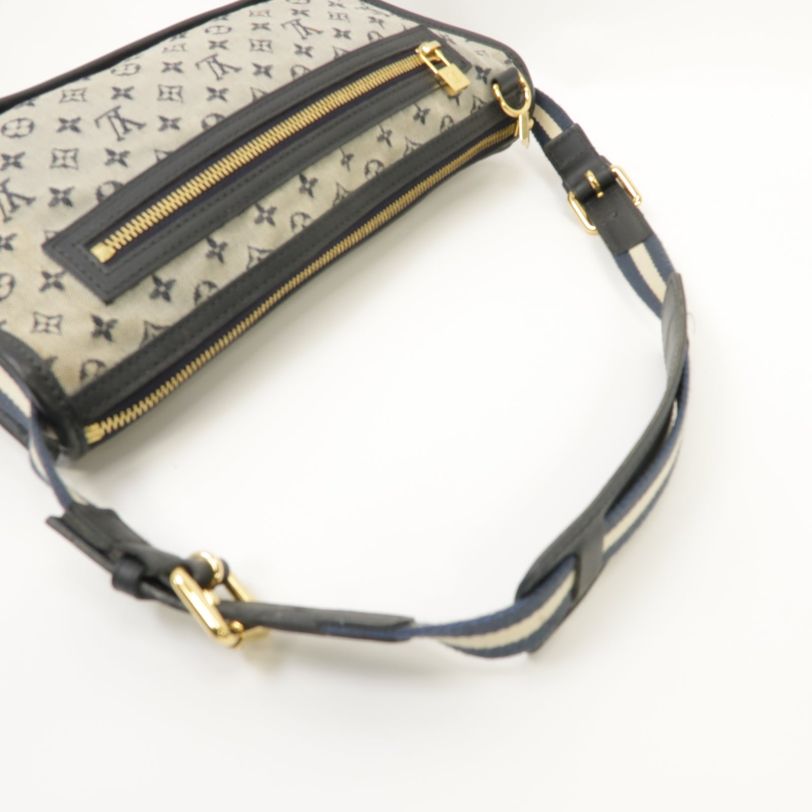LOUIS VUITTON 【激減優惠】Monogram Mini帆布Pochette金扣肩背袋藍色